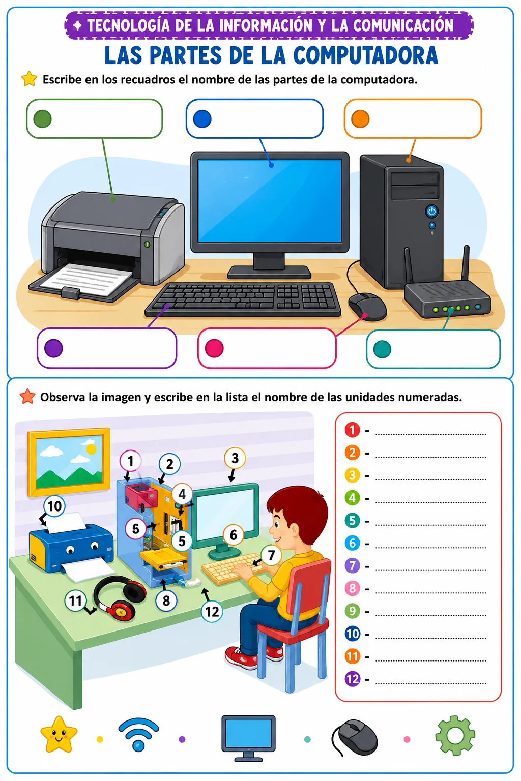 Actividad Infantil — Las Partes de la Computadora